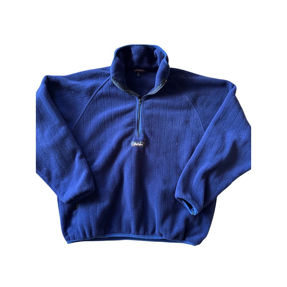 Vintage Rail Riders Blue Ribbed XL Half Zip Fleece Pullover Sweater